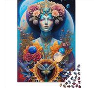 Rompecabezas Cuadrado de 500 Piezas con un Hermoso Retrato de Extraterrestre para Adultos. Rompecabezas de Madera, Juego Educativo, Juguete de desafío. 500 Piezas (52 x 38 cm).