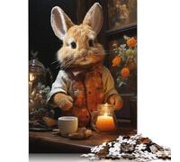 Rompecabezas Cuadrado de 500 Piezas Conejito para la Hora del té para Adultos y Rompecabezas de Madera, Juego Educativo, Juguete de desafío, 500 Piezas (52 x 38 cm)