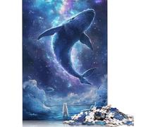 Rompecabezas Cuadrado de 500 Piezas de Ballena en el Espacio con Oso Polar para Adultos y niños, de Madera, (52 x 38 cm).