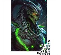 Rompecabezas Cuadrado de 500 Piezas de Guerrero alienígena Verde para Adultos y Rompecabezas de Madera para niños, 500 Piezas (52x38cm)