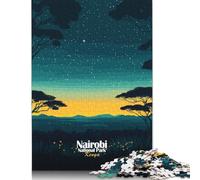 Rompecabezas Cuadrado de 500 Piezas del Parque Nacional de Nairobi con Cielo Nocturno para Adultos, Rompecabezas de Madera, Juego Educativo para niños, 500 Piezas (52 x 38 cm)
