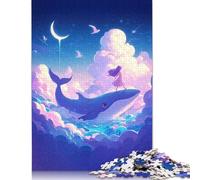 Rompecabezas Cuadrado de 500 Piezas Dreamy Whale Ride Girl para Adultos y Rompecabezas de Madera, Juguetes educativos, Juegos Familiares, 500 Piezas (52 x 38 cm)