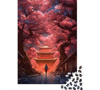 Rompecabezas Cuadrado de 500 Piezas Paseo Entre cerezos para Adultos, Rompecabezas de Madera, Adultos, 500 Piezas (52x38cm)