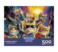 Rompecabezas Cuadrado de 500 Piezas Super_Kitties para Adultos y Rompecabezas de Madera, Juego Educativo, Juguete de desafío, 500 Piezas (52 x 38 cm)