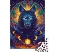 Rompecabezas Cuadrado de Lobo de 500 Piezas para Adultos y Rompecabezas de Madera para Actividades Familiares de 500 Piezas (52x38cm)