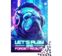 Rompecabezas Cuadrado de Madera Bulldog Gaming de 1000 Piezas para Adultos, Juegos de desafío únicos, 1000 Piezas (75x50cm)