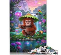 Rompecabezas Cuadrado de orangután de 500 Piezas para Adultos y niños, Juego de Rompecabezas de Madera de 500 Piezas (52 x 38 cm)