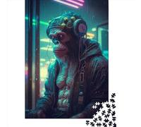 Rompecabezas Cuadrado futurista de 1000 Piezas con diseño de chimpancé para Adultos. Juego Educativo de Papel. Medidas: 38 x 26 cm / 1000 Piezas.