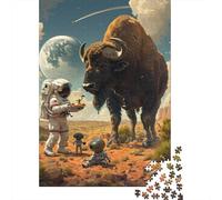 Rompecabezas Cuadrado Grande de 500 Piezas con Forma de búfalo para Adultos, Rompecabezas de Madera, Juego práctico de 500 Piezas (52x38cm)