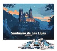 Rompecabezas Cuadrado ilustrado de 1000 Piezas del Santuario de Las Lajas, Colombia, para Adultos, Rompecabezas de Madera, Juguete Educativo de Aprendizaje de 1000 Piezas (75x50cm)