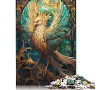 Rompecabezas Cuadrado Kintsugi Abstracto de 1000 Piezas con diseño de fénix para Adultos. Juego Educativo de desafío. Medidas: 38 x 26 cm.