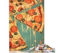 Rompecabezas Cuadrado Retro Creativo con póster Vintage de Pizza de 500 Piezas para Adultos y Juguetes educativos de Madera 500 Piezas (52x38cm)