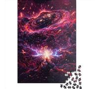 Rompecabezas Cuadrado Super Nova Rojo de 1000 Piezas para Adultos. Rompecabezas de Madera desafiante. 1000 Piezas (75 x 50 cm)