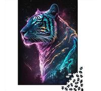 Rompecabezas Cuadrado Synthwave Tiger2 de 1000 Piezas para Adultos. Rompecabezas de Papel, Juguete Educativo para Aprender y Jugar en Familia. 38 x 26 cm / 1000 Piezas