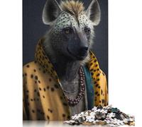 Rompecabezas Cuadrados creativos de 1000 Piezas con Animales Salvajes hiena para Adultos, Rompecabezas de Madera, Juegos de desafío únicos de 1000 Piezas (75x50cm)