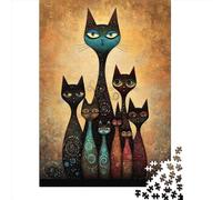 Rompecabezas Cuadrados creativos de 500 Piezas con diseño de Gatos Felices para Adultos y Rompecabezas de Madera, Juego desafiante de 500 Piezas (52x38cm)