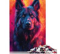 Rompecabezas Cuadrados creativos de 500 Piezas con Retratos de pastores alemanes de Estilo Pop Art para Adultos, Rompecabezas de Madera, Juegos de desafío únicos de 500 Piezas (52x38cm)
