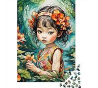 Rompecabezas Cuadrados de 1000 Piezas con diseño de niña Japonesa para Adultos y Rompecabezas de Madera 1000 Piezas (75x50cm)