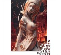 Rompecabezas Cuadrados de 500 Piezas Color Rojo Sangre con Sombras para Adultos, Rompecabezas de Madera, Juguetes de Entretenimiento Familiar, 500 Piezas (52x38cm)