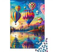 Rompecabezas Cuadrados de 500 Piezas con Forma de Globo aerostático para Adultos, Rompecabezas de Madera, Juguete, decoración de Pared, 500 Piezas (52x38cm)