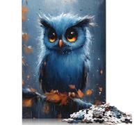 Rompecabezas cuadrados Mapsters 1000 piezas "Búho Lindo": cartel, imagen, impresión en metal, pintura para adultos y juego educativo de madera (75 x 50 cm)