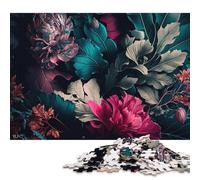 Rompecabezas Cuadrados sin Costuras de 1000 Piezas con patrón Floral para Adultos y Rompecabezas de Madera para niños, 1000 Piezas (75x50cm)