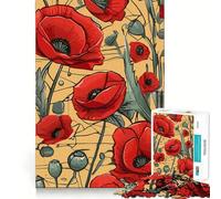 Rompecabezas cubista de Semillas de Amapola roja de 1000 Piezas para Adolescentes Juguete para desarrollar la Habilidad y Relajarse Corte preciso Regalo Ideal (38x26cm)