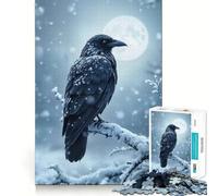 Rompecabezas Cuervo a la luz de la Luna Invernal para Adultos, 1000 Piezas, Rompecabezas Mental, pasatiempo Relajante, Montaje de imágenes, Regalo Encantador (38x52cm)