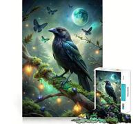 Rompecabezas Cuervo en Rama musgosa con Mariposas para Adolescentes, 1000 Piezas, Juguete para desarrollar la Mente y la Habilidad, Juego Relajante, Corte preciso, (50x75cm)
