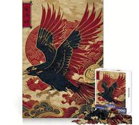 Rompecabezas Cuervo en Vuelo con Estilo artístico japonés para Adolescentes, 1000 Piezas, Juguete para la Mente, Escape Tranquilo, Borde preciso, Regalo increíble (38x52cm)