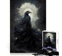 Rompecabezas Cuervo Espíritu Celestial 1000 Piezas para Adolescentes Mejora la Memoria Fácil Ocio Borde Limpio Sorpresa de Navidad (38x52cm)