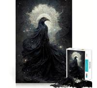 Rompecabezas Cuervo Espíritu Celestial 1000 Piezas para Adolescentes Mejora la Memoria Fácil Ocio Borde Limpio Sorpresa de Navidad (38x52cm)