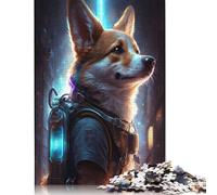 Rompecabezas Cyberpunk Corgi Dog 2 para Adultos, 1000 Piezas, Rompecabezas Rectangular de Papel, Regalo para Hombres, niños y niñas, 1000 Piezas (75 x 50 cm)