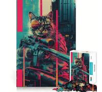 Rompecabezas Cyberpunk Sniper Cat de 1000 Piezas para Adultos, Juguete de lógica Mental, diversión Tranquila, Corte Firme, Regalo preciado 38x52cm