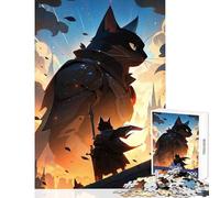 Rompecabezas de 1000 Caballeros Gatos: Guerreros de Fantasía Felina Juguete antiestrés Regalo de cumpleaños Juego Educativo con Piezas aleatorias Totalmente entrelazadas tamaño 38x26cm