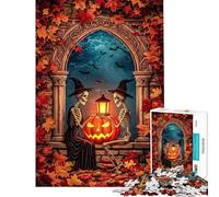Rompecabezas de 1000 Esqueletos de Halloween con Calabaza y Linterna Rompecabezas para Adultos Desafío difícil Ayuda a ejercitar el Cerebro cumpleaños 38x26cm