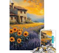 Rompecabezas de 1000 Girasoles y una casita de Lavanda Rompecabezas para Adultos para divertirse en Familia Difícil y desafiante Juguetes educativos 50x75cm