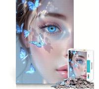 Rompecabezas de 1000 Ojos Azules y Mariposas,Arte de Ajuste, Actividad de Juego Inteligente,Juego Divertido para el Tiempo Libre,Regalo de cumpleaños 50x75cm