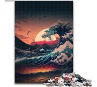 Rompecabezas de 1000 Olas del océano japonés para Adultos, de Madera, para Adolescentes Mayores de 14 años, decoración del hogar, 50x75cm, cumpleaños