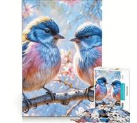 Rompecabezas de 1000 pájaros Azules en una Rama, Juguetes para armar, Actividades Familiares, con Piezas de Formas aleatorias Que encajan Perfectamente 38x26cm