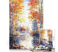 Rompecabezas de 1000 Piezas Abedules Junto al Lago en otoño para adultosIdeal para ejercitar la Memoria, entretenerse y divertirseRegalo de Temporada (50x75cm)