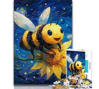 Rompecabezas de 1000 Piezas Abeja del Cielo Nocturno para Adultos y Adolescentes, Juguetes educativos, Juegos antiestrés, Lista de Deseos con Papá Noel (50x75cm)