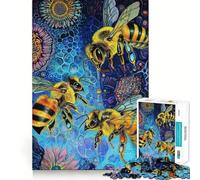 Rompecabezas de 1000 Piezas Abejas en un jardín cósmico Decoración de Ajuste Limpio Actividad para Mentes Inteligentes Tiempo de Juego Acogedor Regalo Divertido de Navidad (38x52cm)