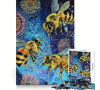 Rompecabezas de 1000 Piezas Abejas en un jardín cósmico para Adultos Ideal para Fortalecer la Memoria,entretenerse y Disfrutar de Momentos de Ocio Diseño Regalo significativo 38x52cm