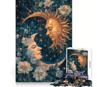 Rompecabezas de 1000 Piezas Abrazo Floral del Sol y la Luna para Adultos y Adolescentes Mejora la Memoria, es Ligero, Relajante y de Corte preciso Un Regalo Encantador 38x52cm