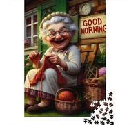 Rompecabezas de 1000 Piezas Abuela Tejiendo y Buenos Días, Papel Reciclado, Regalo Mujer Hombre, Juego Educativo Complicado 70x50cm/1000pcs