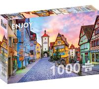 Rompecabezas de 1000 piezas - Acabado mate, tacto suave, piezas duras y únicas, ajuste apretado, colores vivos, servicio de piezas - Historic Old Town Cityscape of Rothenburg Germany - by ENJOY Puzzle