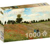 Rompecabezas de 1000 piezas, acabado mate, tacto suave, piezas resistentes y únicas, ajuste apretado, colores vivos, servicio de piezas perdidas, campo de amapolas, pintura impresionista famosa de
