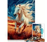 Rompecabezas de 1000 Piezas Adolescentes Corriendo con Caballo Blanco Juego de Memoria Mental con Cierre Seguro sin Piezas Sueltas Ideal para Viajar Juego para ejercitar la Mente