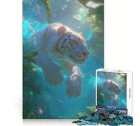 Rompecabezas de 1000 Piezas: Adolescentes Tigre Blanco Submarino, Entrenamiento Inteligente, Escapada Relajada, Corte Impecable, Sorpresa Navideña (38x26cm)